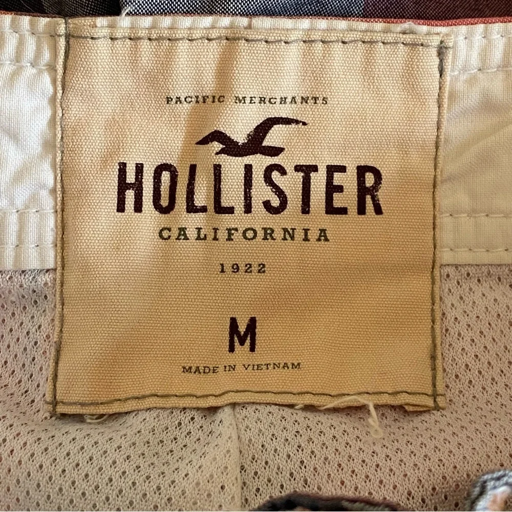 Hollister Plaid Cargo Board Shorts Swim Trunks Men's Y2K Preppy Classic Size M